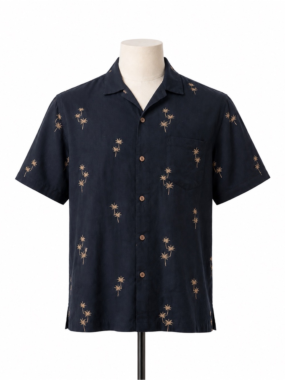 Men's Short-Sleeve Palm-Print Camp Shirt